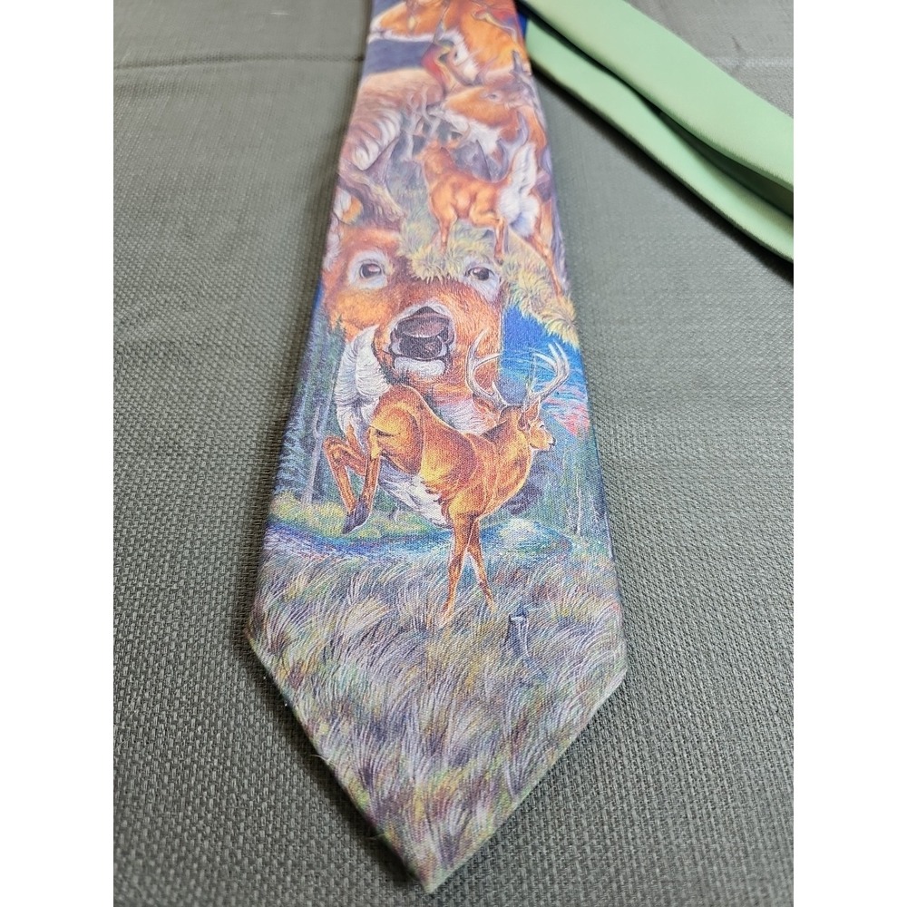 Vintage Original Ralph Marlin Wildlife Deer Outdoor Necktie‎ USA